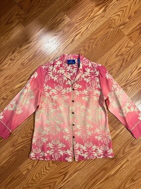 JH Collectables Pink Gold Floral Lightweight Button-Up Shirt Size S